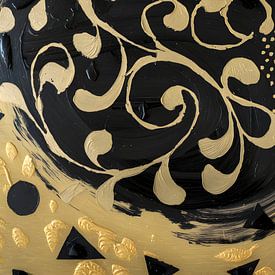 Schilderij Goud Zwart | Langwerpig Schilderij | Groot Schilderij Woonkamer van AiArtLand