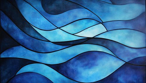 Vormen en golven modern blauw