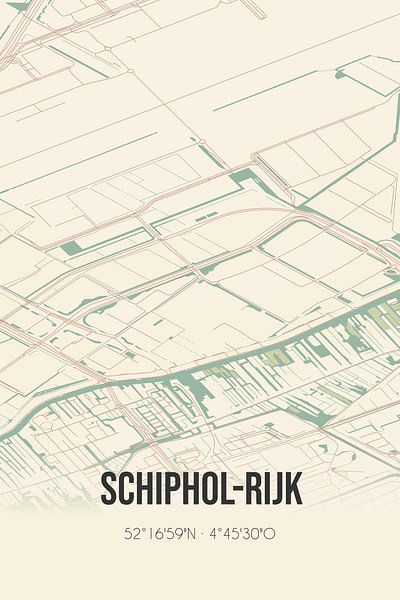 Alte Karte von Schiphol-Rijk (Nordholland) von Ortsdrucke