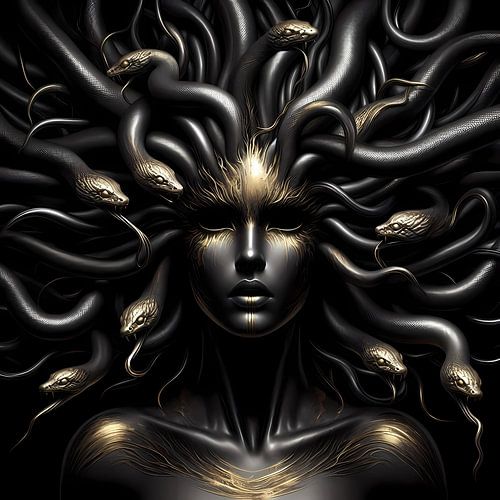 Mystieke zwarte Medusa - elegantie van de duisternis
