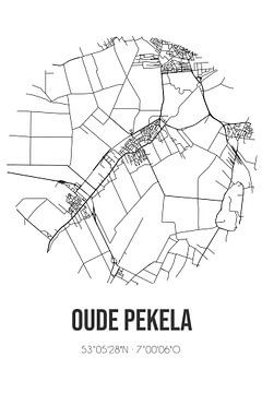 Oude Pekela (Groningen) | Karte | Schwarz und Weiß von Rezona