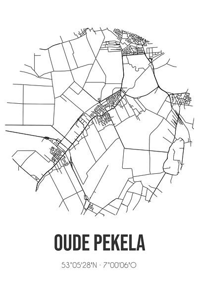 Oude Pekela (Groningen) | Map | Black and White by Prints of Place