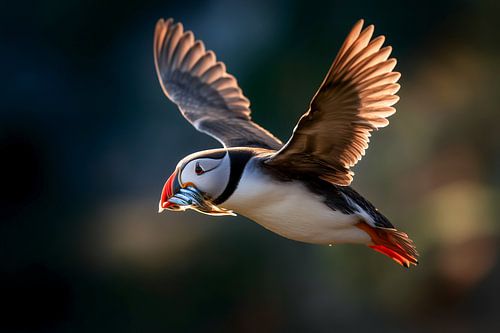 Puffins in Flight II