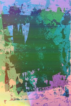 Art abstrait moderne en dégradé de néons et de pastels en vert, jaune et violet. sur Dina Dankers