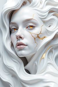 WOMAN PORTRAIT: Modern Abstract Gold Art Print Wall Art