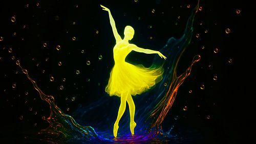 Felgele ballerina in aquarelsymfonie