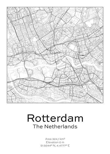 City map - Netherlands - Rotterdam by Ramon van Bedaf