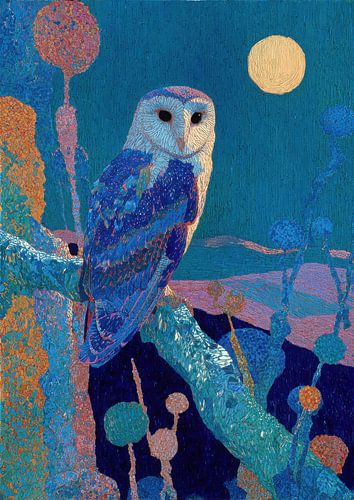 Blauwe uil in het alpenbos