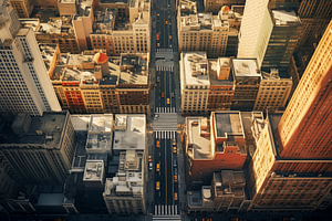 Drohnenaufnahmen mit Blick auf die Straße von New York City