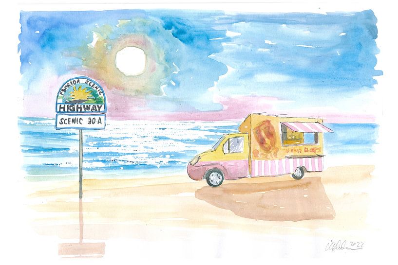 Food Truck on the beach of 30A Florida Panhandle by Markus Bleichner