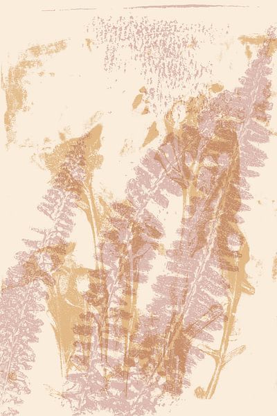 Abstracte botanische kunst. Bloemen en varens. van Dina Dankers