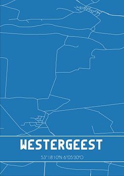 Blauwdruk | Landkaart | Westergeest (Fryslan) van MijnStadsPoster