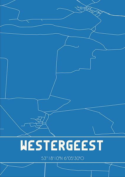 Blueprint | Carte | Westergeest (Fryslan) par Affiches de lieux
