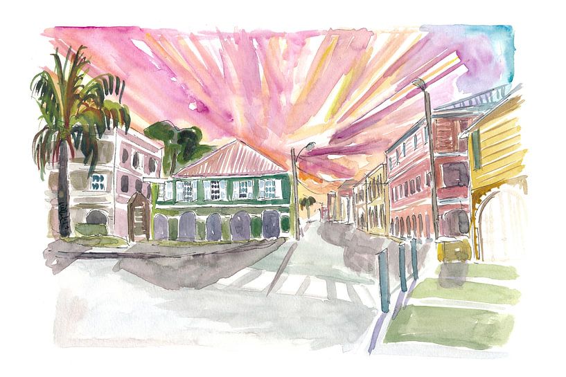 Christiansted St Croix koloniale Straße Szene US Virgin Islands von Markus Bleichner