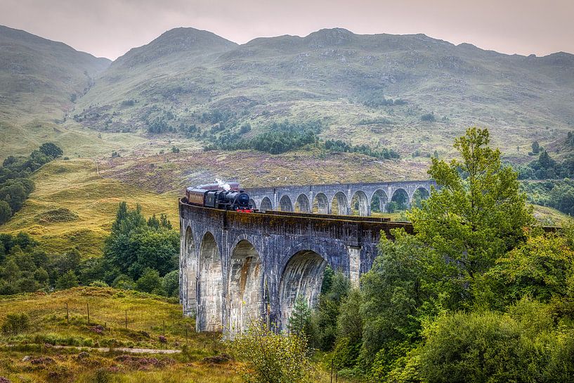 Jacobite (Harry Potter) trein in Glenfinnan, Schotland van Mart Houtman