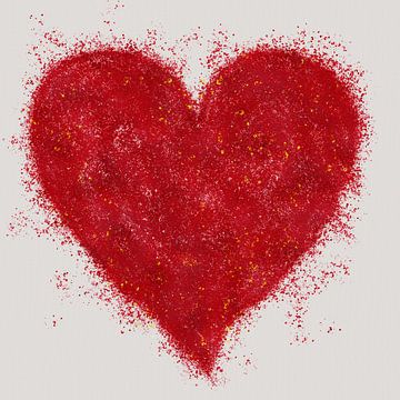 Red Heart - Gestructureerd en expressief abstract rood hart van Frankie Soldado