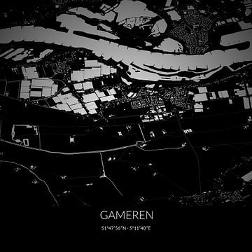 Schwarz-weiße Karte von Gameren, Gelderland. von Rezona