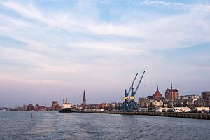 View to the city port in Rostock, Germany van Rico Ködder