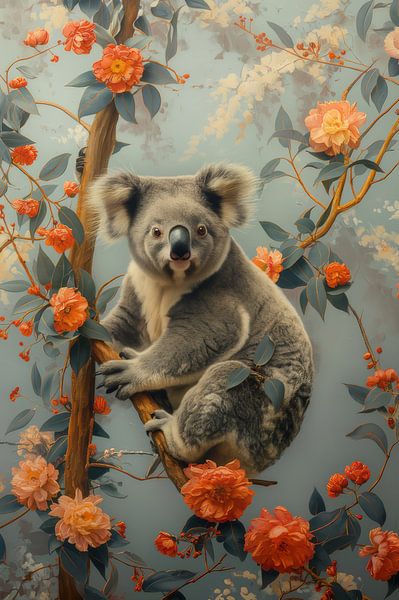 Koala in Flowering Beauty - Enchanting Eucalyptus by Eva Lee