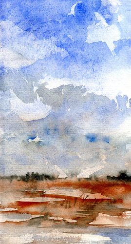 Lucht en bruin land