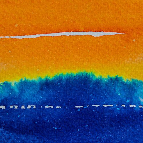 Snowfall during sunrise sunrise | Watercolour painting by WatercolorWall