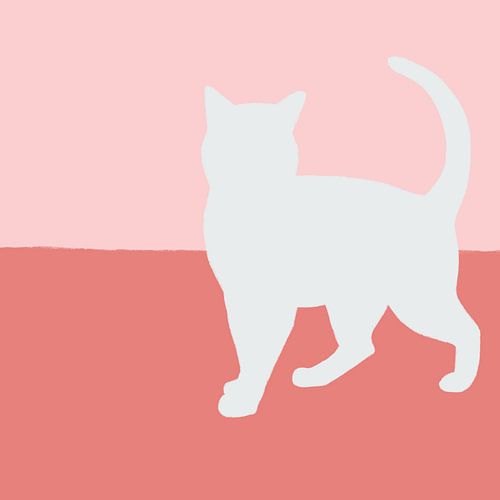 Kat, silhouet, minimalistische illustratie