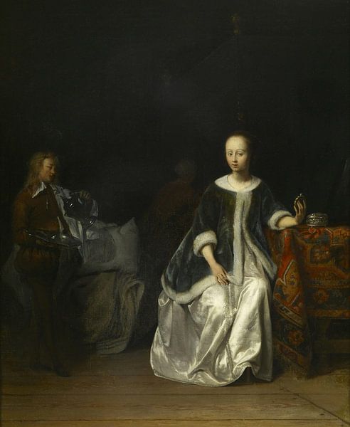 Eine Dame bei der Toilette, Gabriël Metsu von Meisterhafte Meister