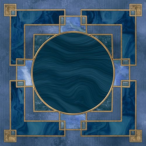 Art Deco Glas in lood ontwerp Goud Blauw