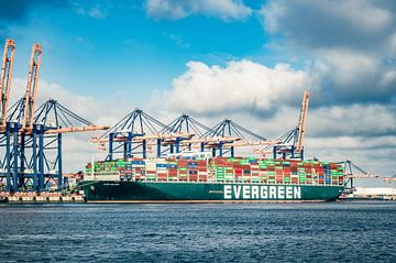 Containerschip Ever Golden in de haven van Rotterdam