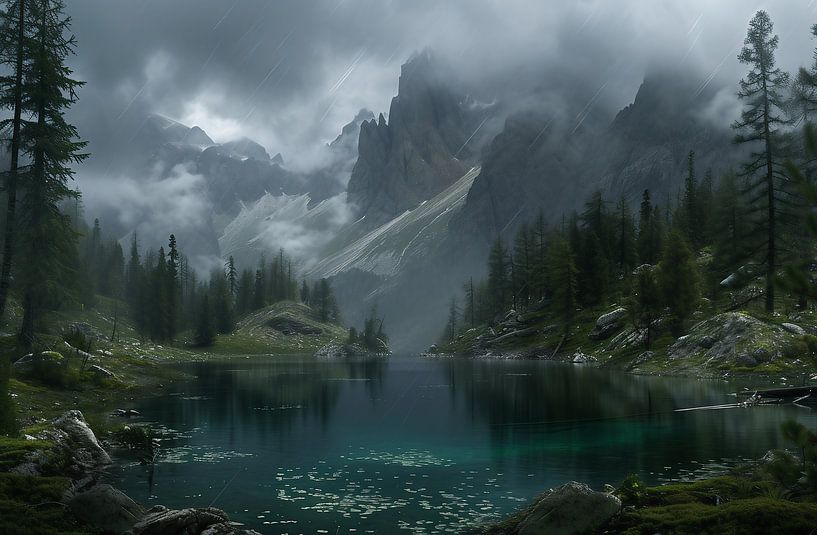 Spiegelglad droommeer van fernlichtsicht