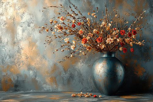 Flowers Still Life Abstract | Whispering Blooms of the Forgotten Vase by Art Whims