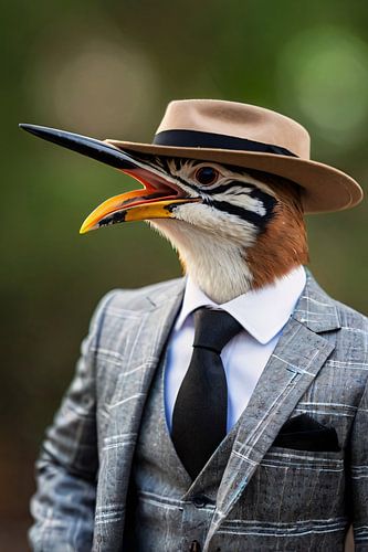 Vogel in een stijlvol pak