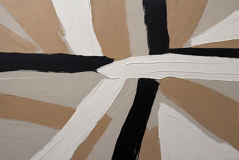 Beige zwart wit abstract van Art & Soul Creations