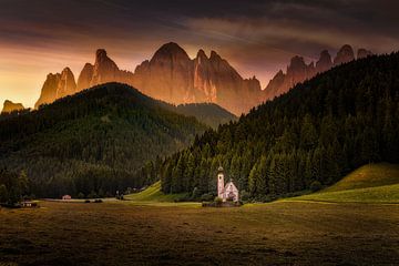 Chapelle dans la vallée de Villnöss dans les Dolomites sur Voss Fine Art Fotografie