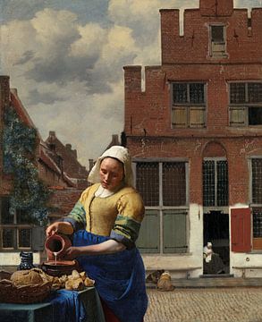 Melkmeisje in het straatje van Vermeer van Digital Art Studio