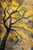 Boom met gouden bladeren in abstracte stijl
