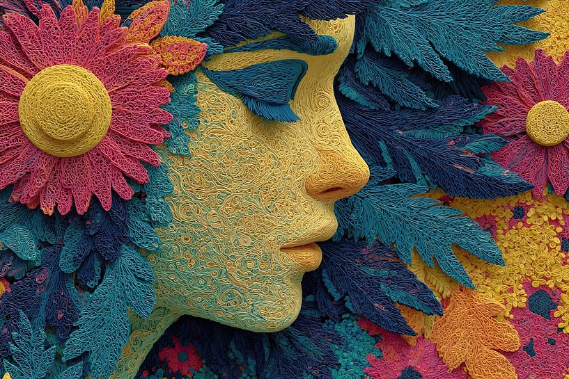 Femme avec des fleurs peinture imprimée par Egon Zitter