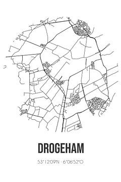 Drogeham (Fryslan) | Landkaart | Zwart-wit van MijnStadsPoster