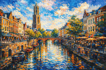 Utrecht in Nederland schilderij.