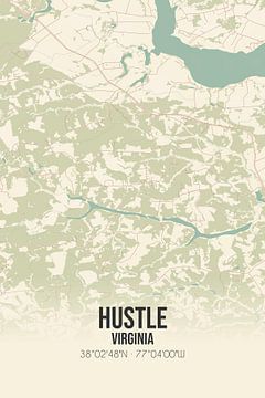 Vintage landkaart van Hustle (Virginia), USA. van MijnStadsPoster