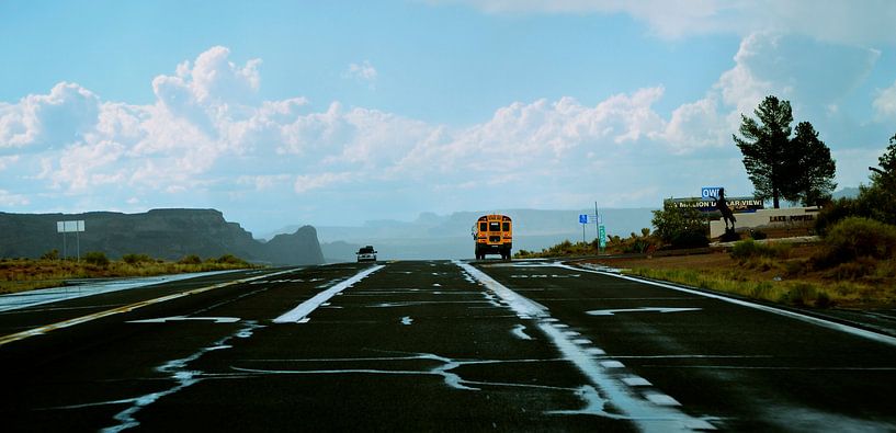 Lost Highway and school bus by Peter De Knock
