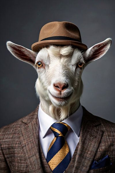 Goat in stylish suit by Art & Soul Creations