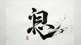 Japanese Kanji Calligraphy - Breath and Life (Iki)