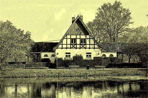 Half-timbered house in the city forest