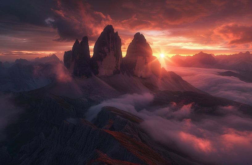 Stolze Wächter der Zeit: Dolomiten von fernlichtsicht