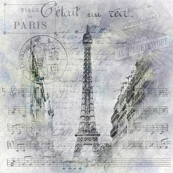 Paris Collage | Scène de rue de la Tour Eiffel par Melanie Viola