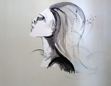 Œuvre d'art d'une tête de femme sur W J Kok