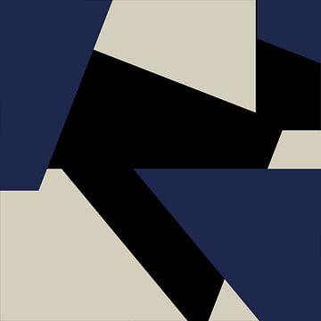 Blau Schwarz Weiß Abstrakte Formen Nr. 3 von Dina Dankers