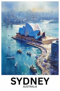 Harbor Symphony - Aquarelle de l'Opéra de Sydney