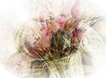 Rosa Tulpen  in Vase von Christine Nöhmeier